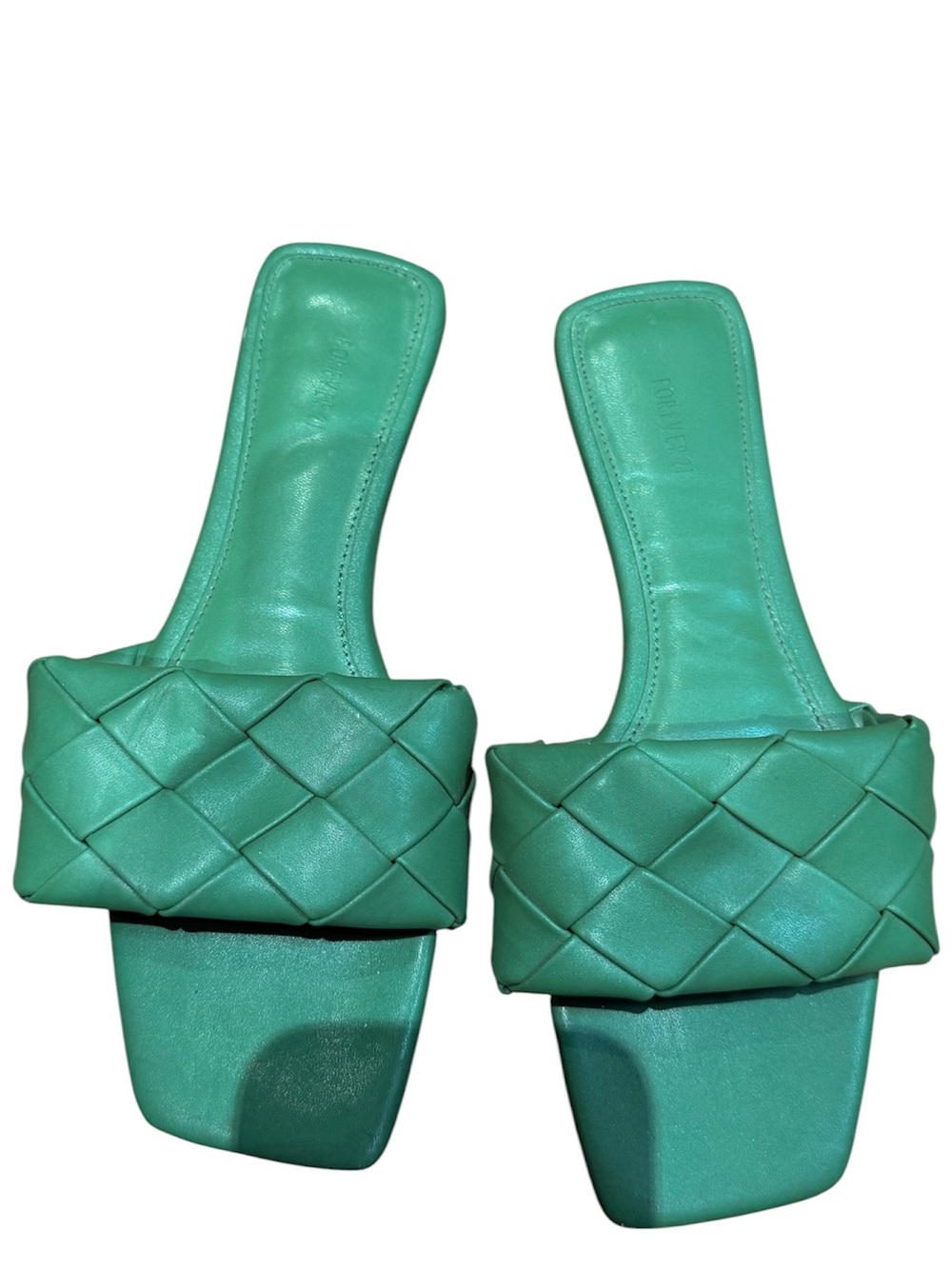 Forever 21 Teal Woven Slide Mules